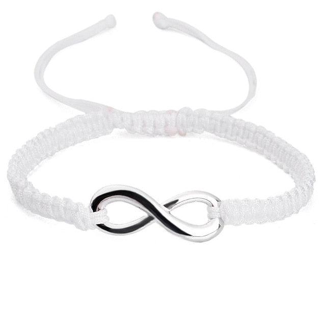 Bracelet en corde tressée ajustable signe infini fait main pour couples