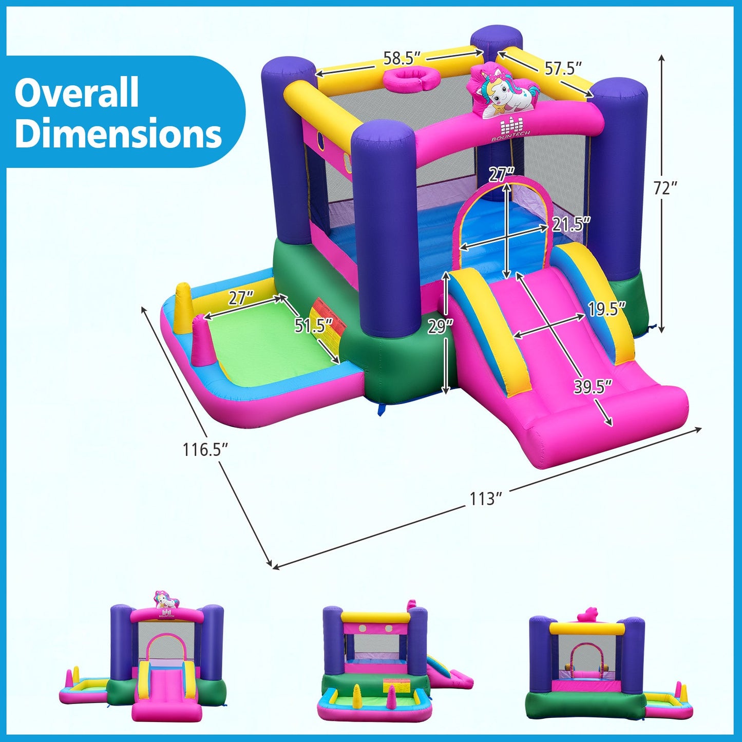 Château Gonflable avec Toboggan et Piscine à Éclaboussures