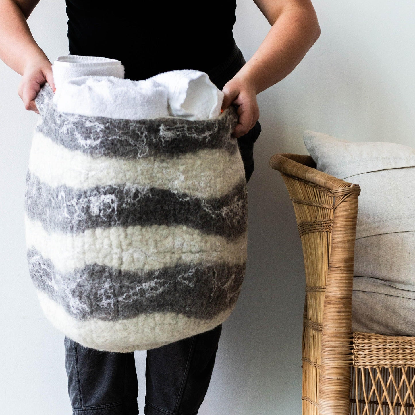 Panier de rangement africain en laine tissée Ingobozi