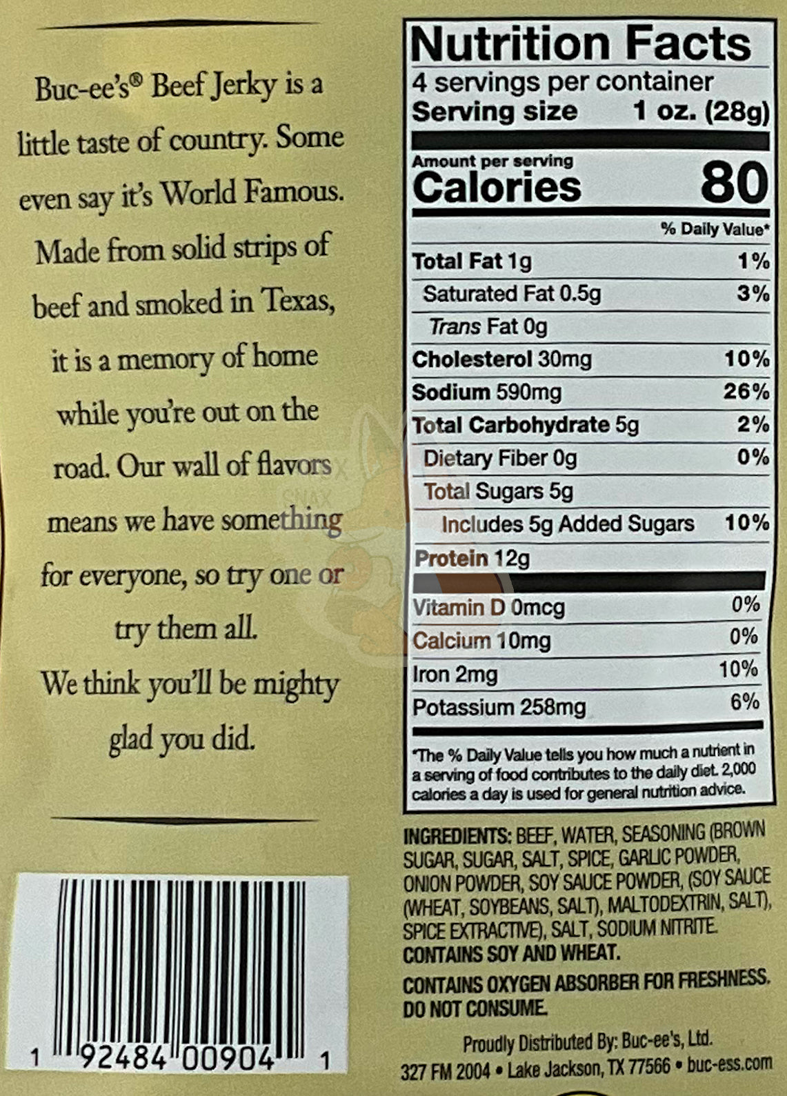 Buc-ee's Bœuf Jerky Doux et Épicé