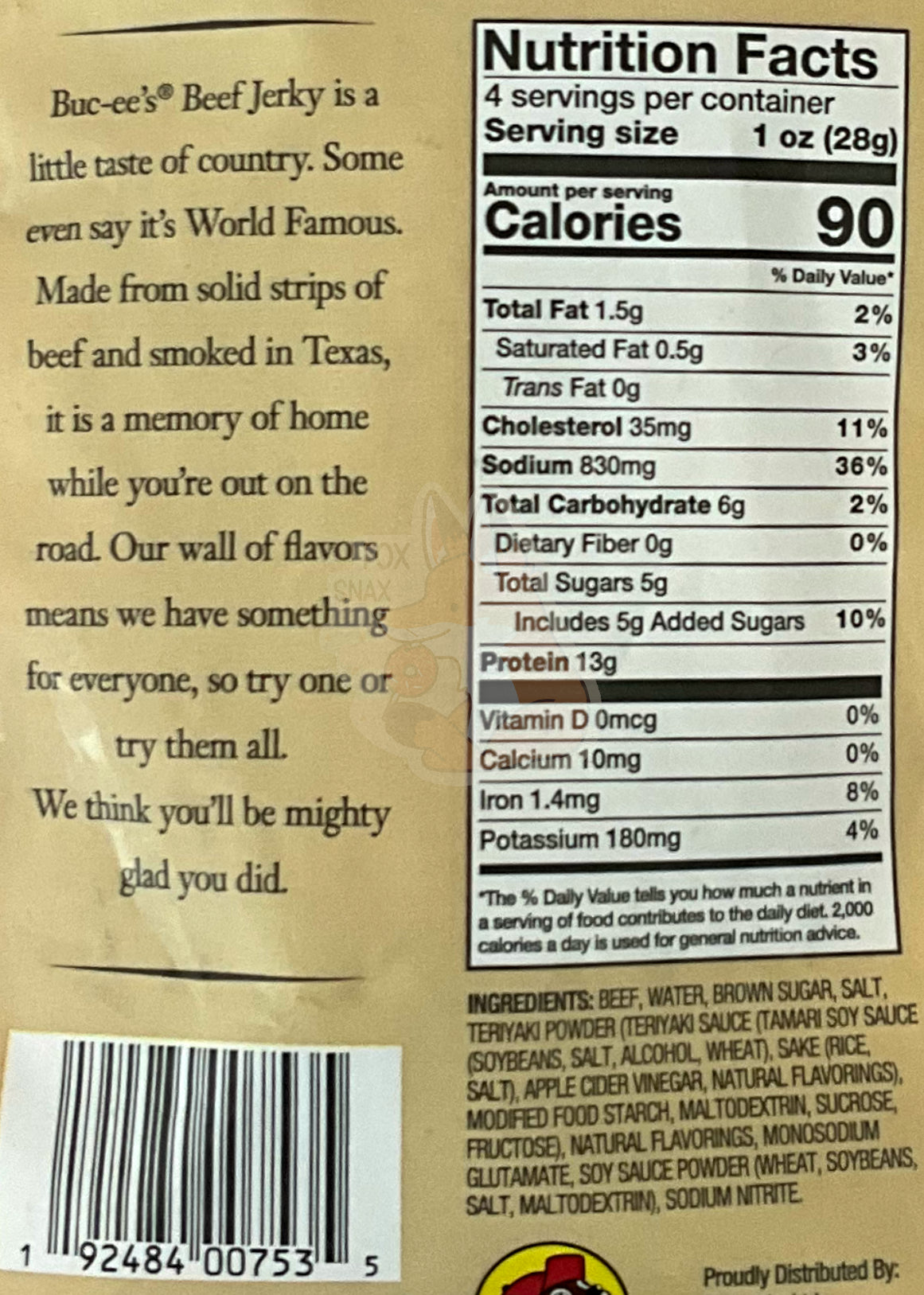 Buc-ee's Teriyaki Beef Jerky - Savory Snack Delight