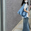 Ins Unisex Portable Tote Bag Adult Denim Cloth Bag Niche Design New Fashion Large Capacity Commuting Shoulder Bag - Korvel