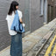 Ins Unisex Portable Tote Bag Adult Denim Cloth Bag Niche Design New Fashion Large Capacity Commuting Shoulder Bag - Korvel