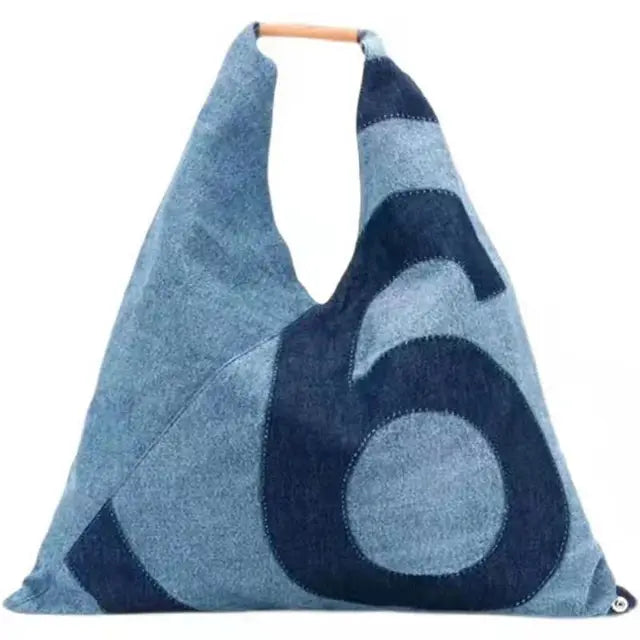 Ins Unisex Portable Tote Bag Adult Denim Cloth Bag Niche Design New Fashion Large Capacity Commuting Shoulder Bag - Korvel
