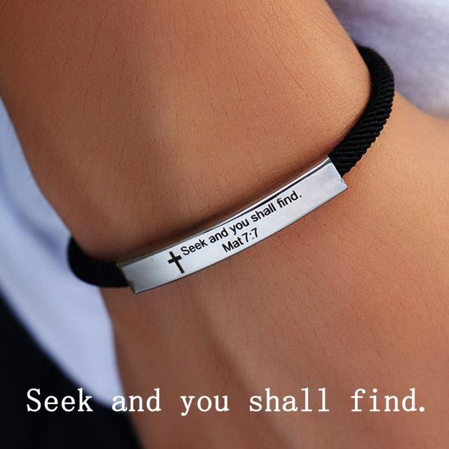 Bracelet ajustable en acier inoxydable unisexe inspirant