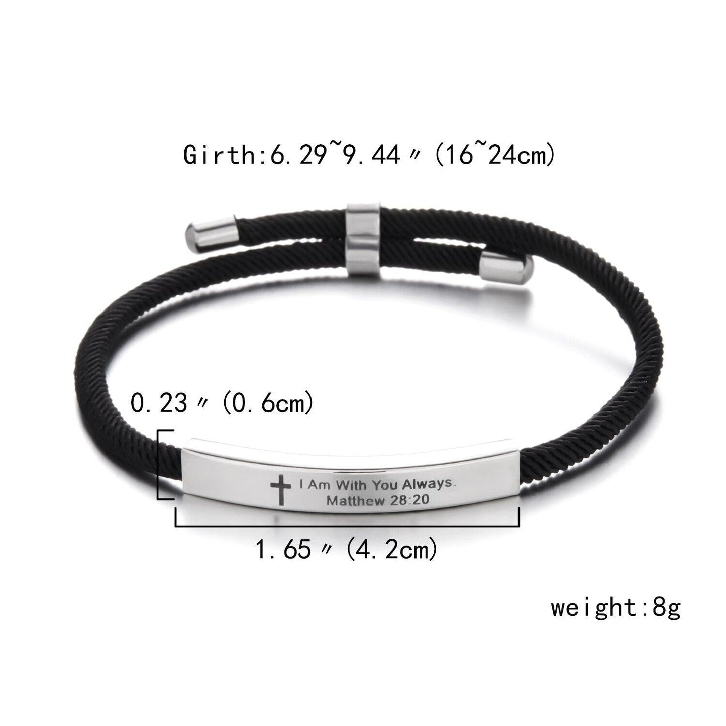 Bracelet ajustable en acier inoxydable unisexe inspirant