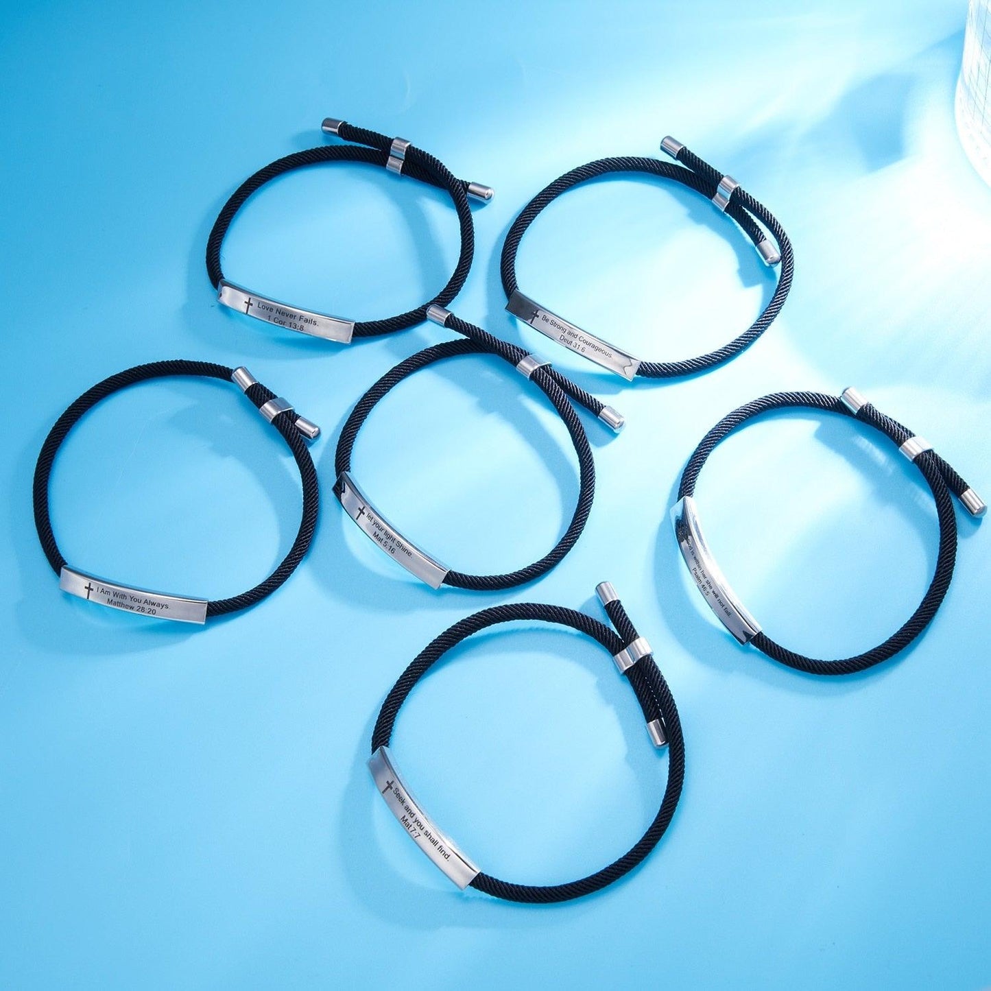 Bracelet ajustable en acier inoxydable unisexe inspirant