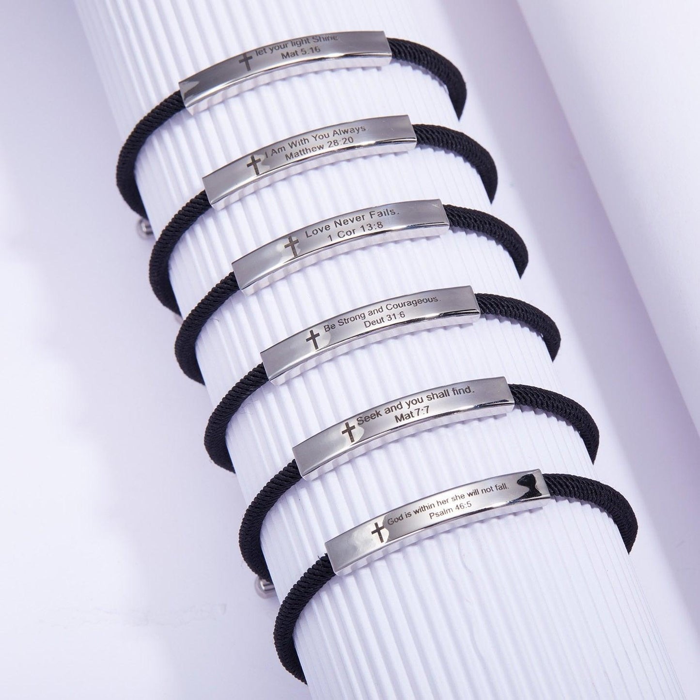 Bracelet ajustable en acier inoxydable unisexe inspirant