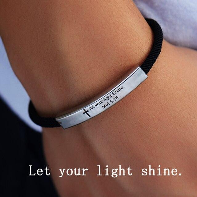 Bracelet ajustable en acier inoxydable unisexe inspirant