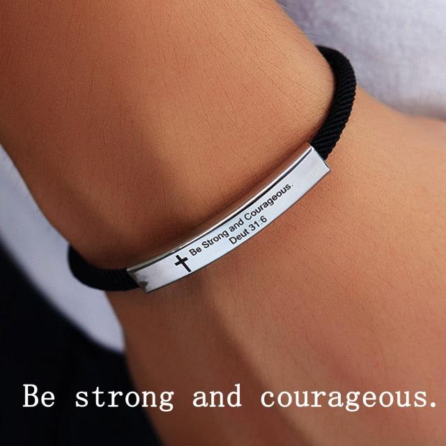 Bracelet ajustable en acier inoxydable unisexe inspirant