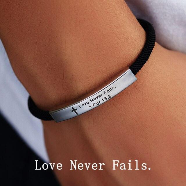 Bracelet ajustable en acier inoxydable unisexe inspirant
