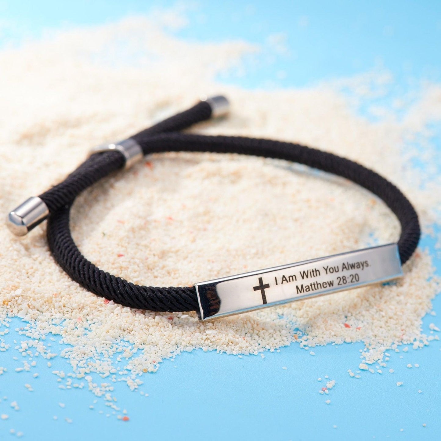 Bracelet ajustable en acier inoxydable unisexe inspirant
