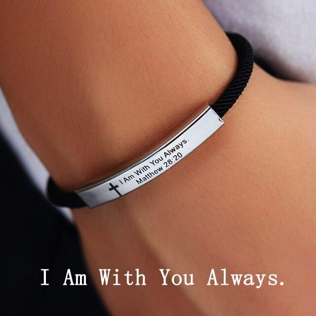 Bracelet ajustable en acier inoxydable unisexe inspirant