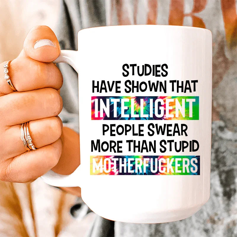 Intelligent People Swear Ceramic Mug - 15 oz
