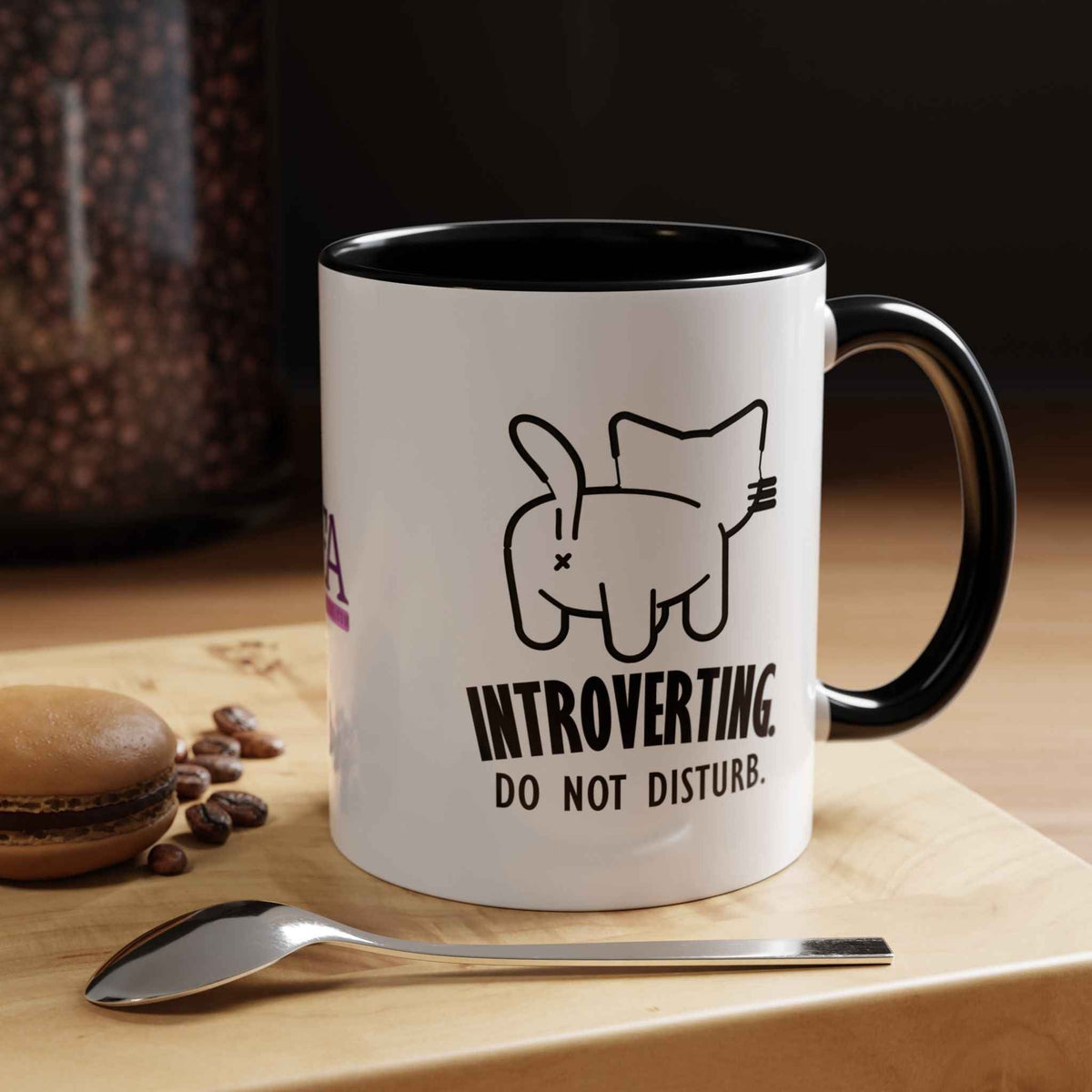 Introverting. Do Not Disturb. Two-Tone Cat Coffee Mug