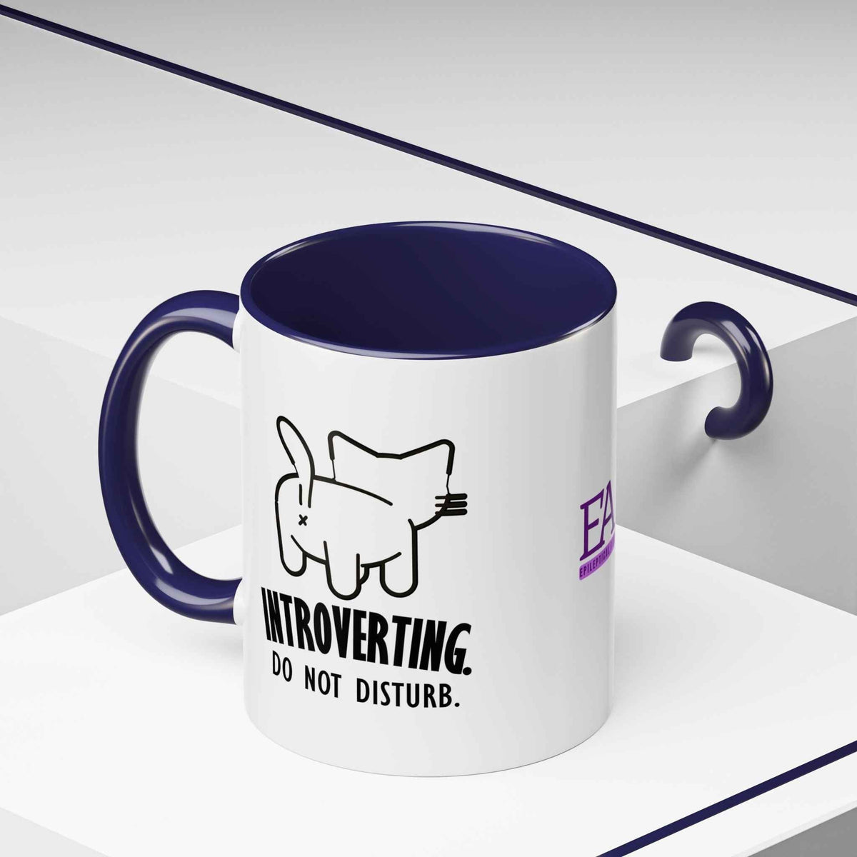 Introverting. Do Not Disturb. Two-Tone Cat Coffee Mug