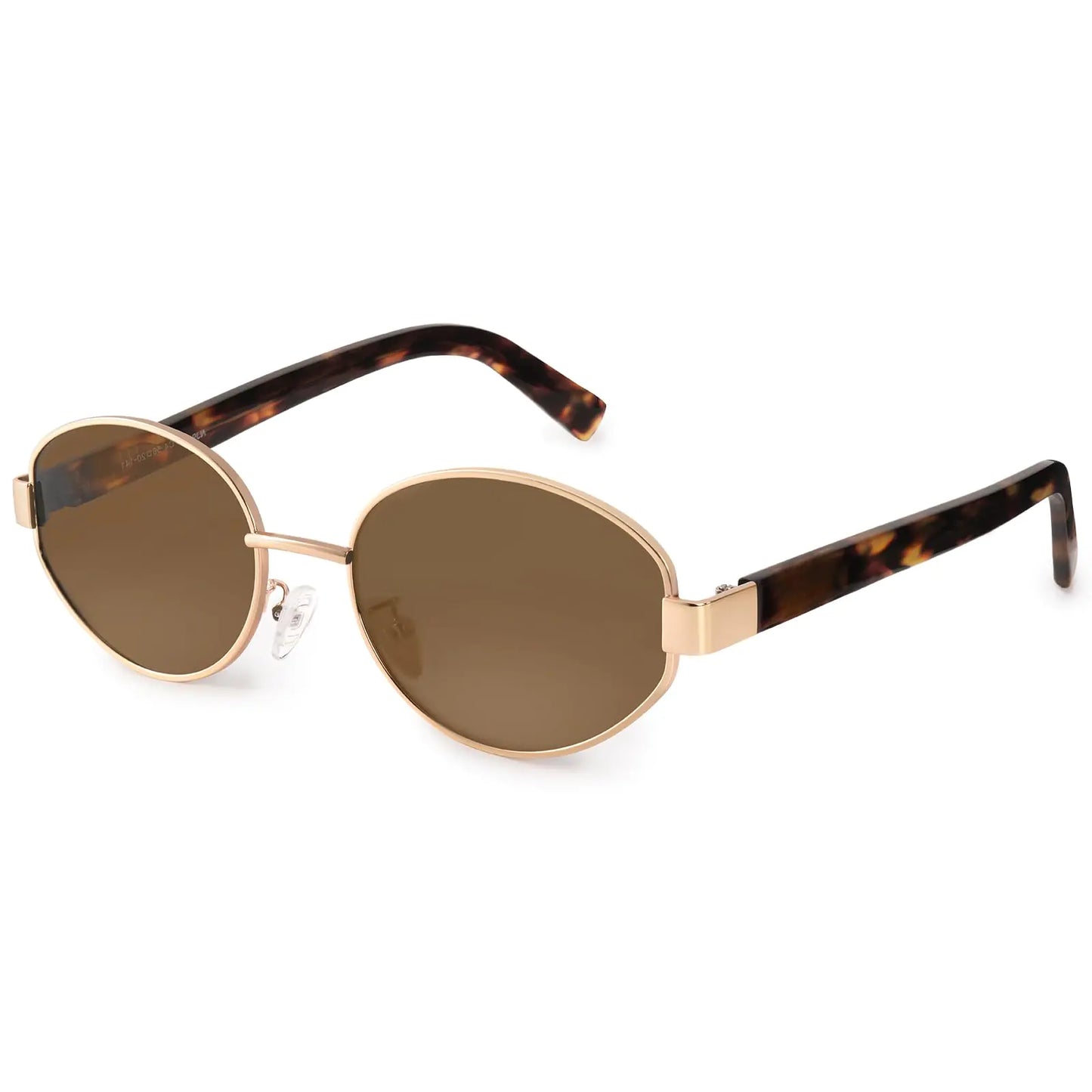 FURTALK Retro Oval Sunglasses with UV400 Protection - Brown/Tortoise