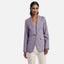 Irregular waist cinching purple suit tie with waist cinching and splicing design casual jacket - Korvel