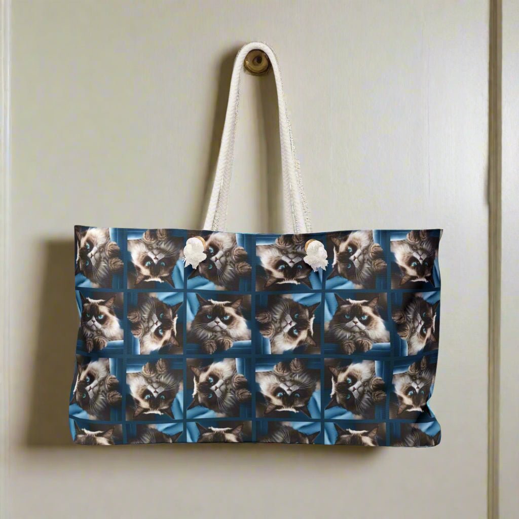 Sac de week-end imprimé chat irritable pour les amoureux des chats
