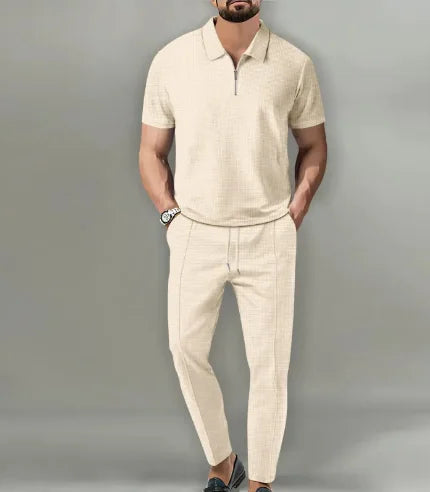 Traje de Pantalones con Cremallera de Manga Corta