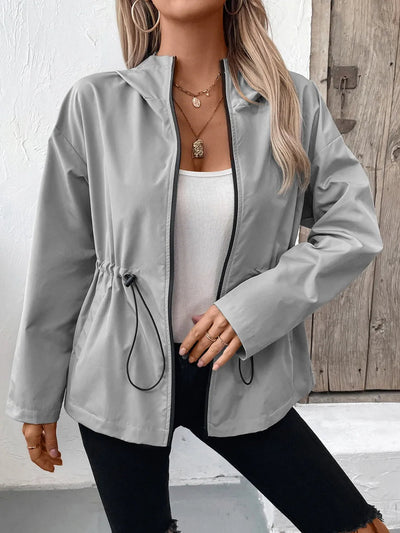 Ivy Lane Drawstring Zip Up Hooded Jacket - Korvel
