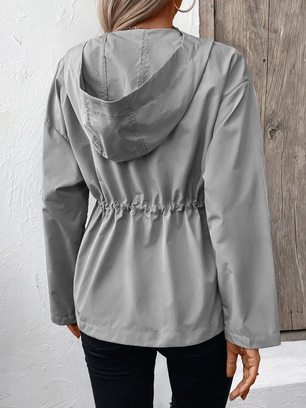 Ivy Lane Drawstring Zip Up Hooded Jacket - Korvel