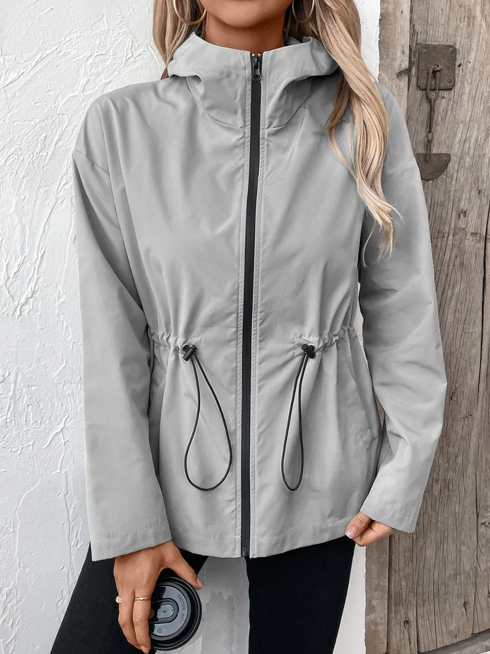 Ivy Lane Drawstring Zip Up Hooded Jacket - Korvel