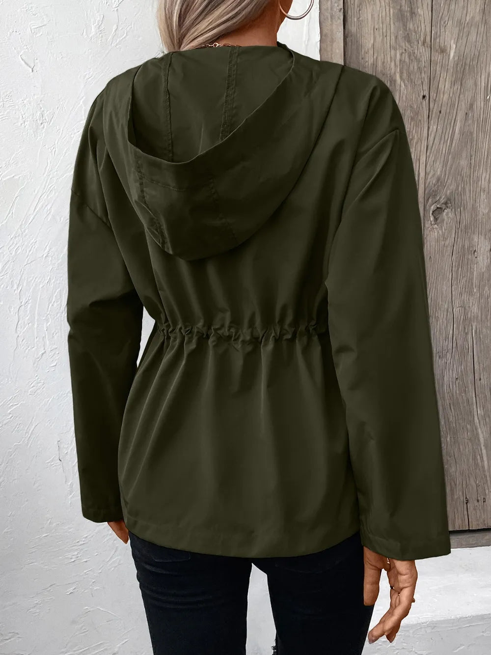Ivy Lane Drawstring Zip Up Hooded Jacket - Korvel