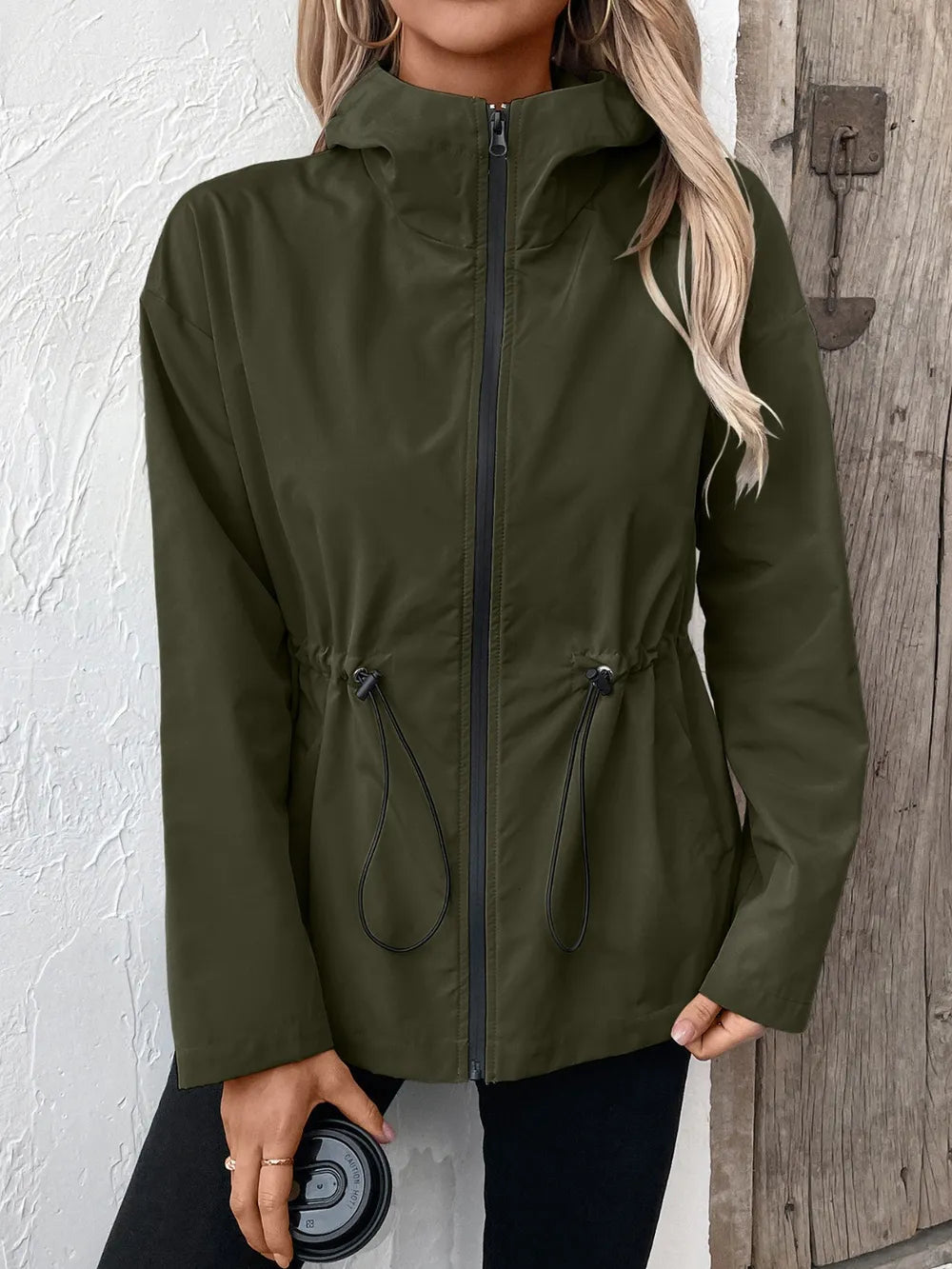 Ivy Lane Drawstring Zip Up Hooded Jacket - Korvel