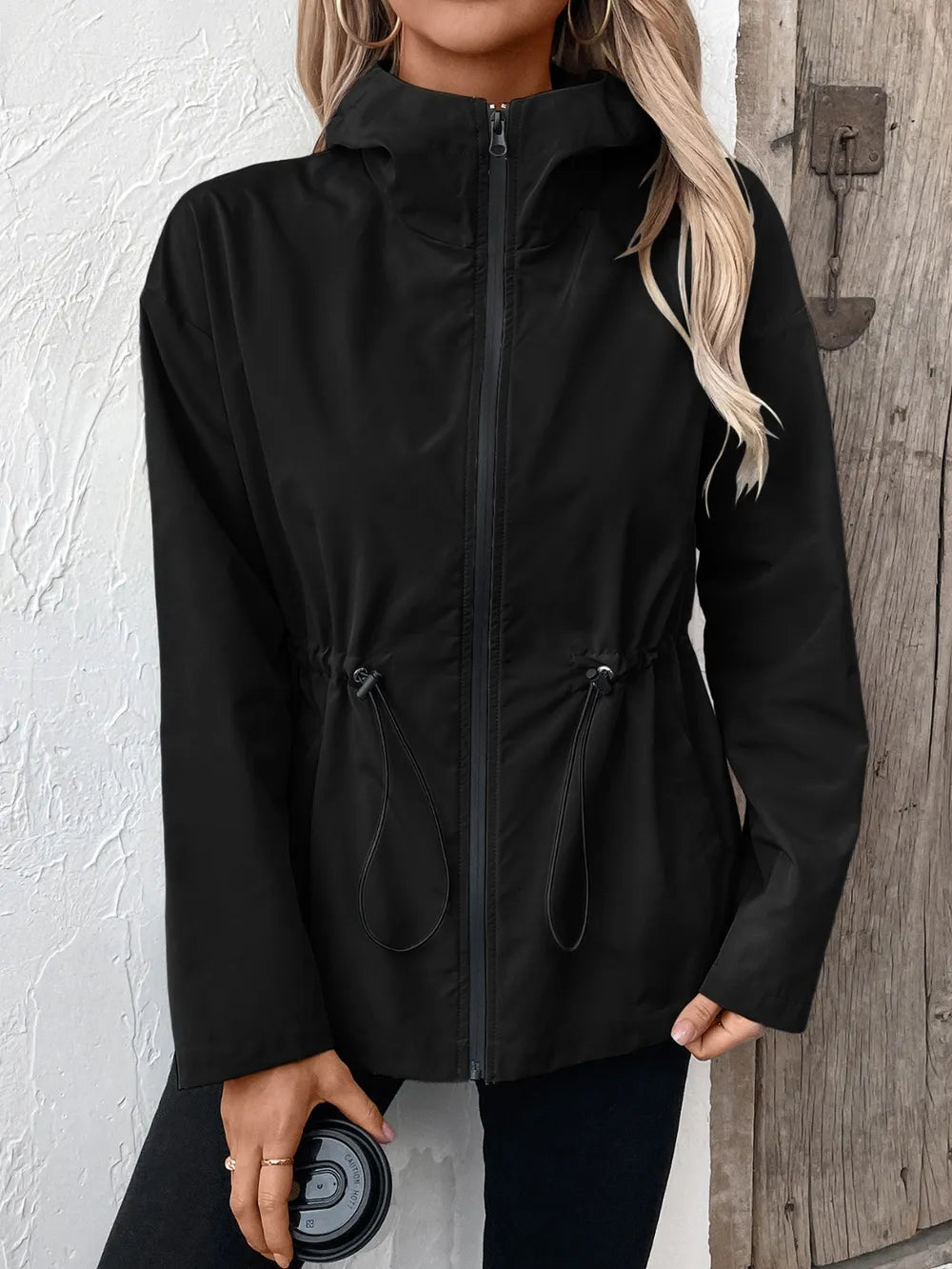 Ivy Lane Drawstring Zip Up Hooded Jacket - Korvel