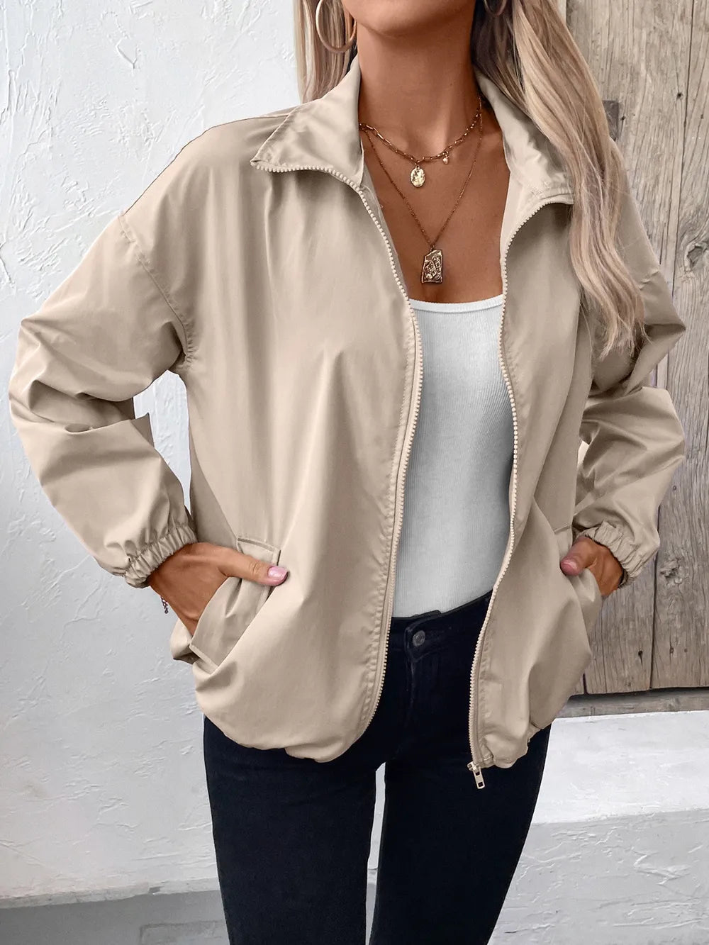 Ivy Lane Pocketed Zip Up Long Sleeve Jacket - Korvel