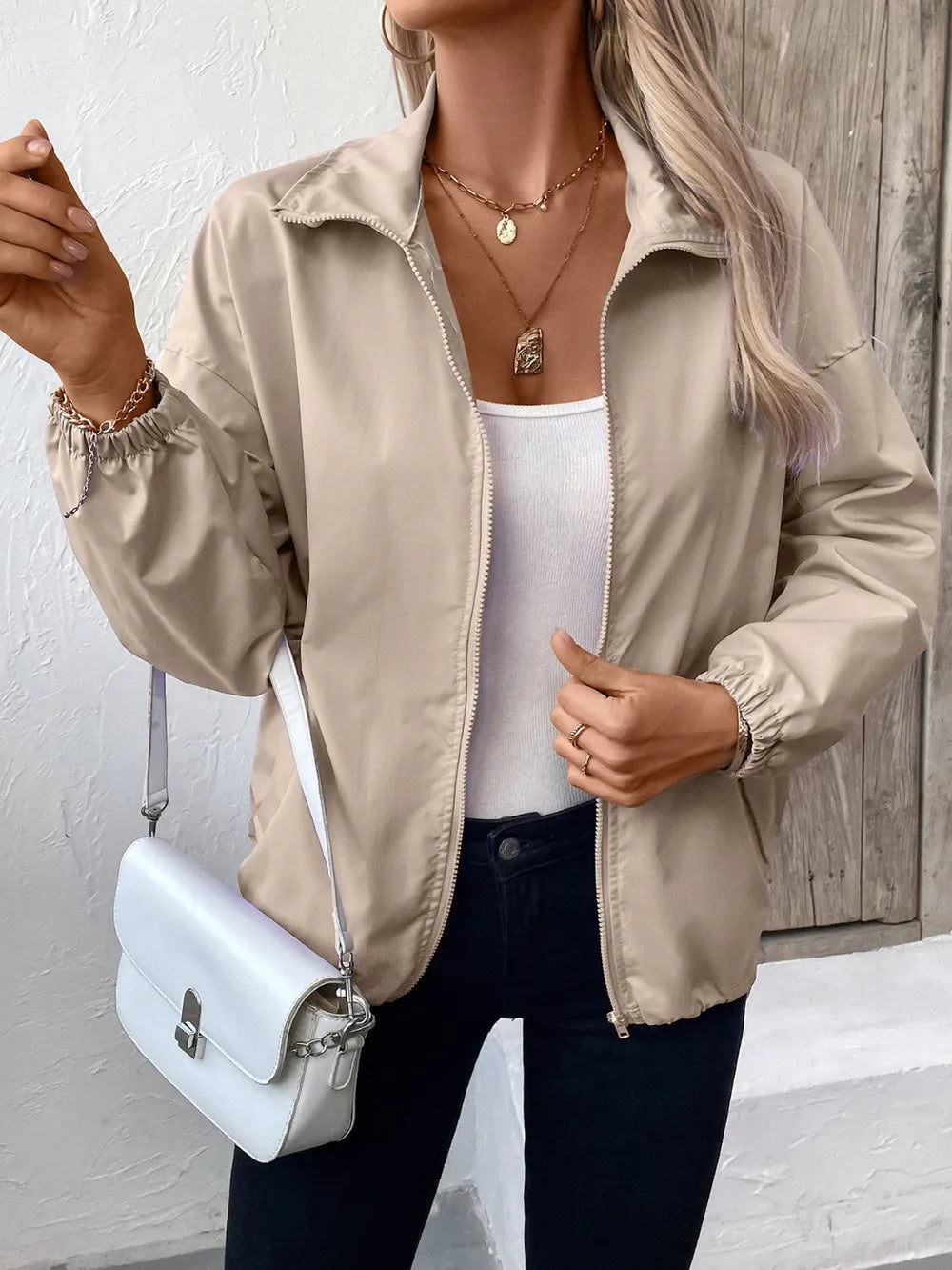 Ivy Lane Pocketed Zip Up Long Sleeve Jacket - Korvel