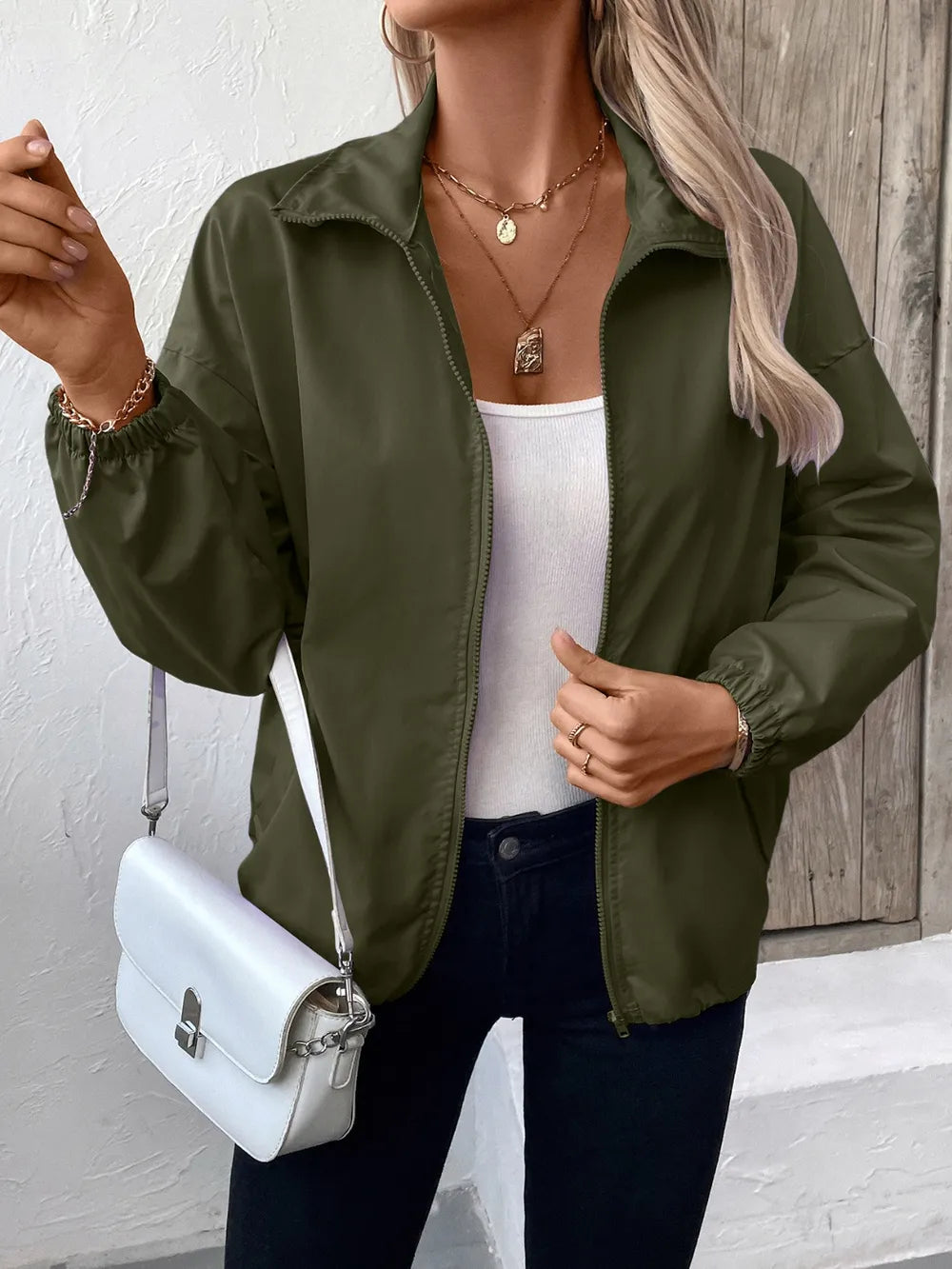Ivy Lane Pocketed Zip Up Long Sleeve Jacket - Korvel