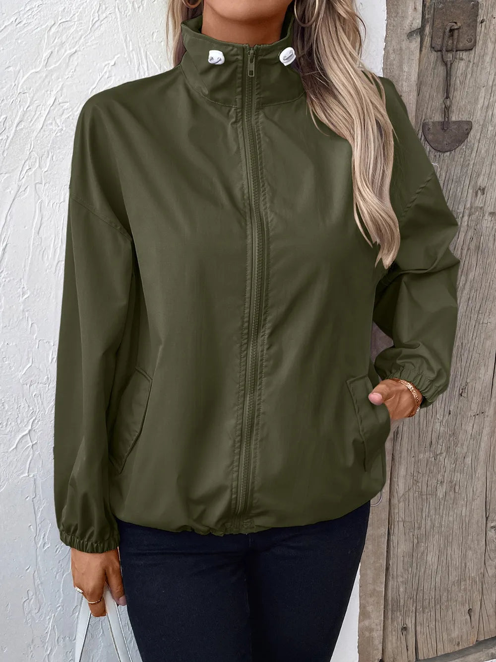 Ivy Lane Pocketed Zip Up Long Sleeve Jacket - Korvel