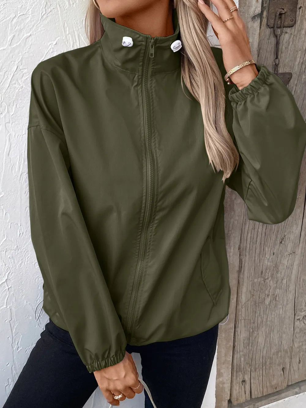 Ivy Lane Pocketed Zip Up Long Sleeve Jacket - Korvel