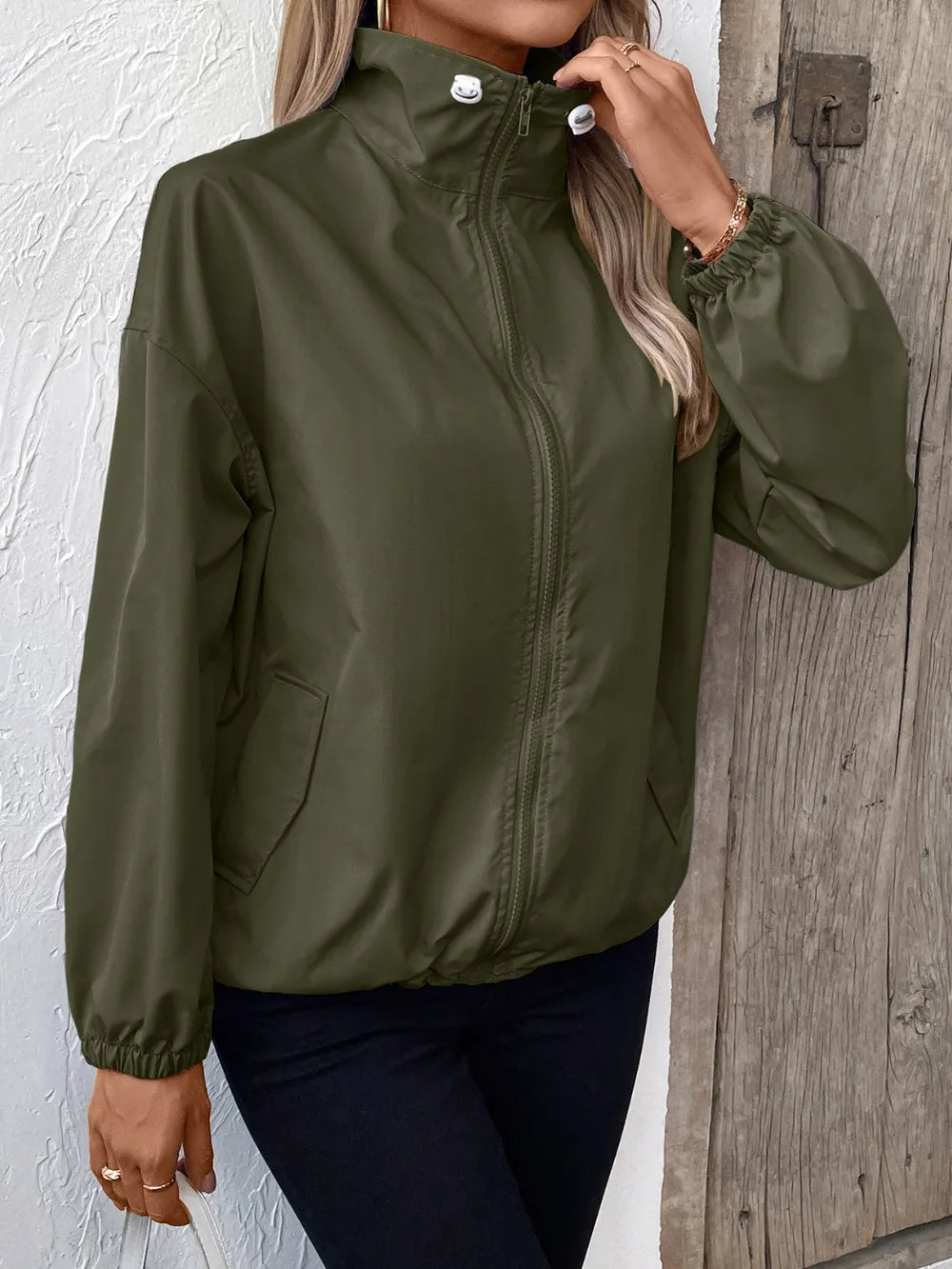 Ivy Lane Pocketed Zip Up Long Sleeve Jacket - Korvel