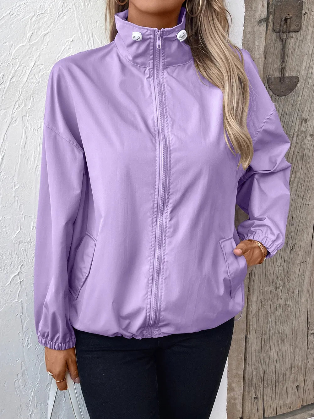 Ivy Lane Pocketed Zip Up Long Sleeve Jacket - Korvel