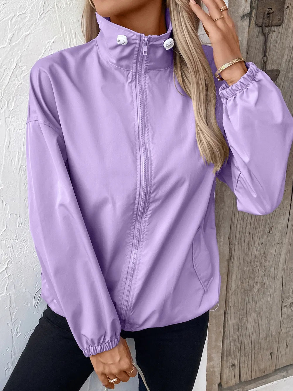 Ivy Lane Pocketed Zip Up Long Sleeve Jacket - Korvel