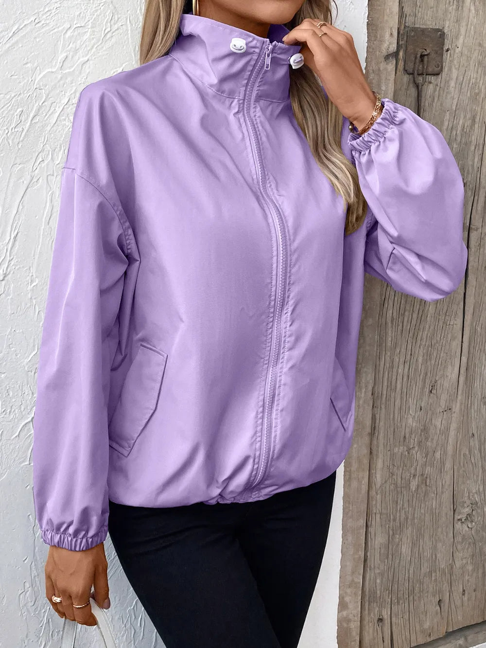 Ivy Lane Pocketed Zip Up Long Sleeve Jacket - Korvel