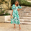 Vestido Largo de Manga Corta con Estampado y Escote en V para Verano