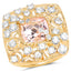 Anillo de cóctel de Morganita y Topacio Blanco Baño de Oro Amarillo de 14K
