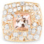 Anillo de cóctel de Morganita y Topacio Blanco Baño de Oro Amarillo de 14K