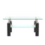 Mesa de café rectangular moderna de vidrio negro para sala de estar