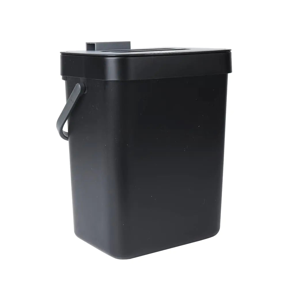 VIGIND Hanging Small Trash Can with Lid - 5L Plastic Waste Basket (Black)