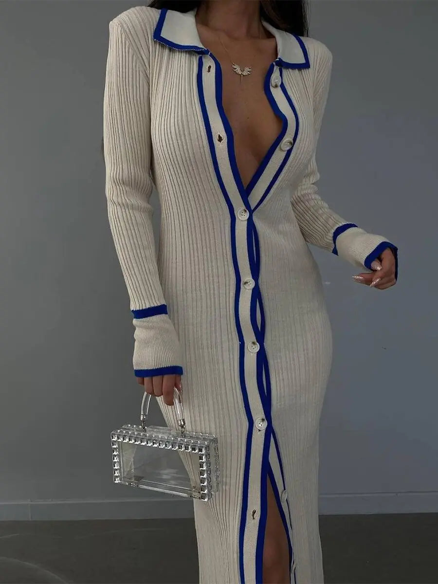 Vestido de solapa a rayas chic para una elegancia sin esfuerzo