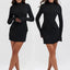 Robe Mini Bleu Foncé Taille Haute Élégante