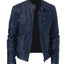 Chaqueta de Cuero PU con Cremallera para Hombre con Cuello Alto