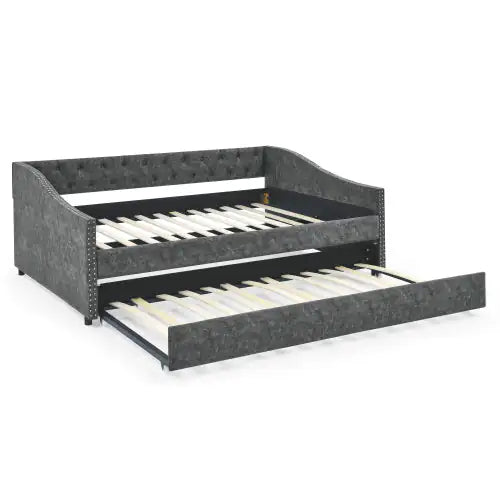 Elegant Full-Size Upholstered Sofa Bed on Wheels
