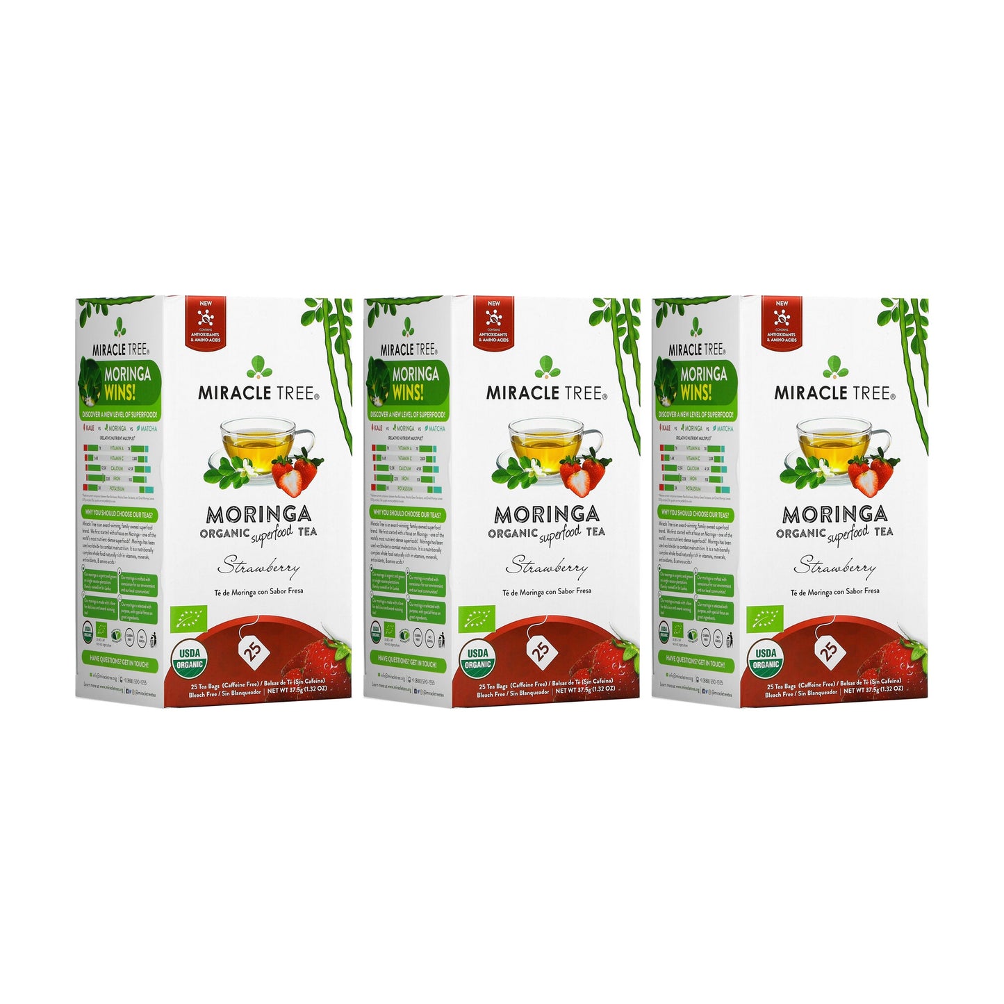Organic Moringa Tea with Strawberry Flavor