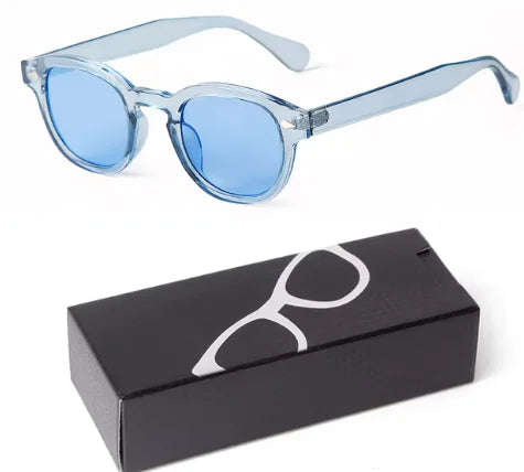 Gafas de sol redondas pequeñas en azul degradado para una protección con estilo